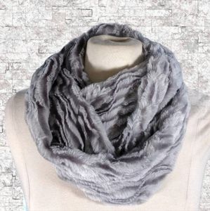 Womens Grey Faux Fur Infinity Scarf
